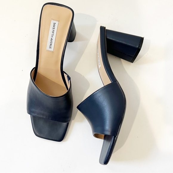 SAKS FIFTH AVENUE Taylor Leather Block-Heel Sandals - Picture 1 of 10